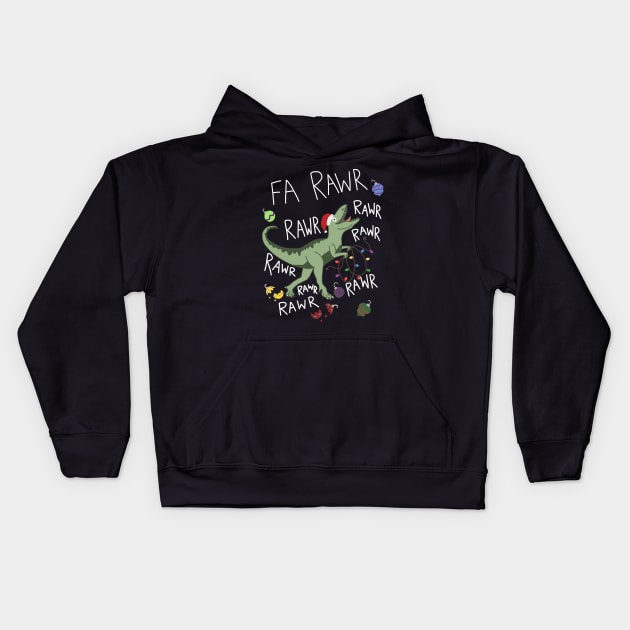 T-Rex Christmas Dinosaur - Dinosaur Christmas Kids Hoodie by leilacavalcanti